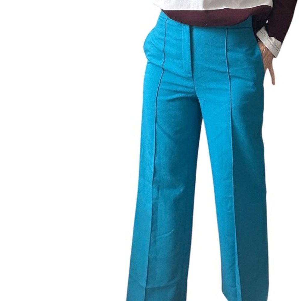 Straight leg‎ blue French pleats trousers